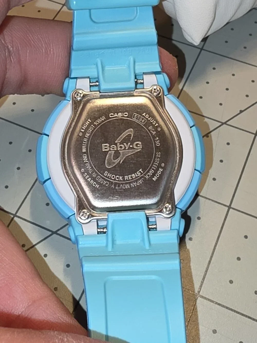 Casio Baby-G BGA-130-2B Light Blue Neon Dial Watch - Pre-Owned